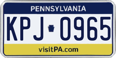 PA license plate KPJ0965