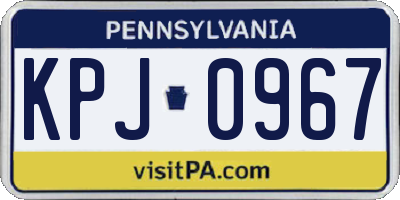 PA license plate KPJ0967