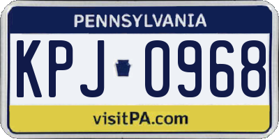 PA license plate KPJ0968