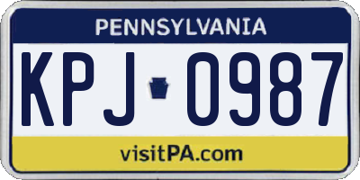 PA license plate KPJ0987