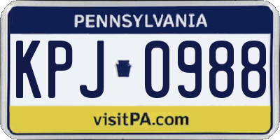 PA license plate KPJ0988
