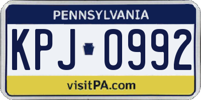 PA license plate KPJ0992