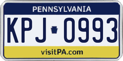 PA license plate KPJ0993