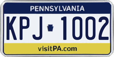 PA license plate KPJ1002