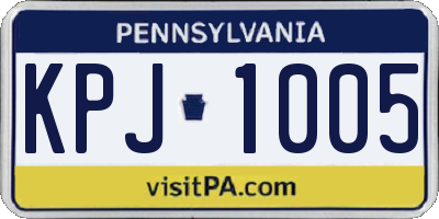 PA license plate KPJ1005