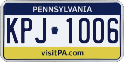 PA license plate KPJ1006