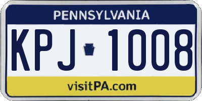 PA license plate KPJ1008