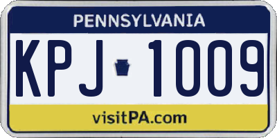 PA license plate KPJ1009
