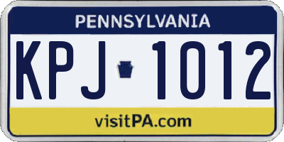 PA license plate KPJ1012