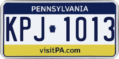 PA license plate KPJ1013
