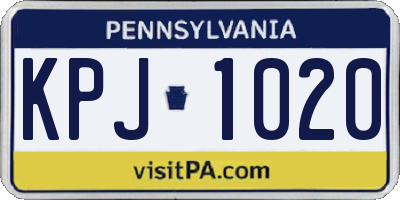 PA license plate KPJ1020