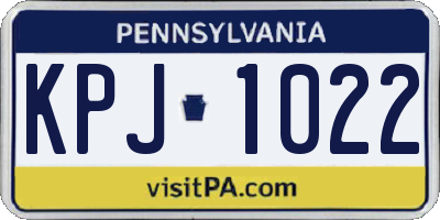 PA license plate KPJ1022