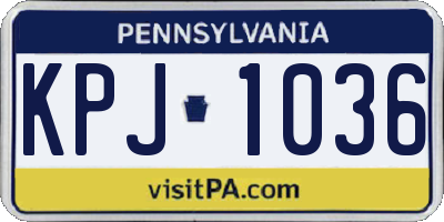 PA license plate KPJ1036