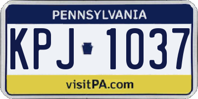 PA license plate KPJ1037