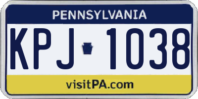 PA license plate KPJ1038