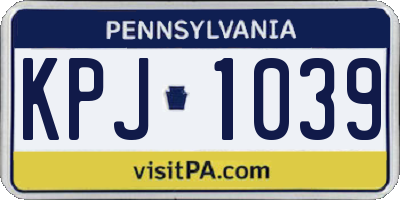 PA license plate KPJ1039