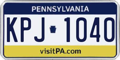 PA license plate KPJ1040
