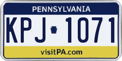 PA license plate KPJ1071