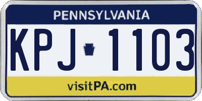 PA license plate KPJ1103