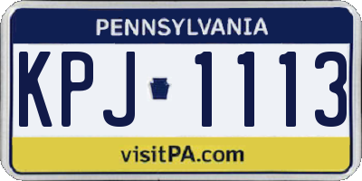PA license plate KPJ1113