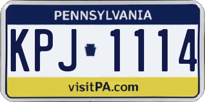 PA license plate KPJ1114