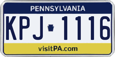 PA license plate KPJ1116