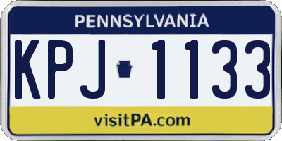 PA license plate KPJ1133