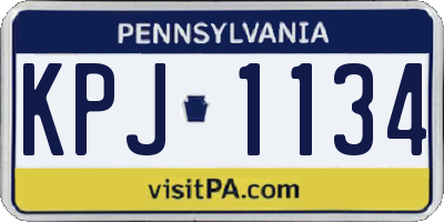 PA license plate KPJ1134