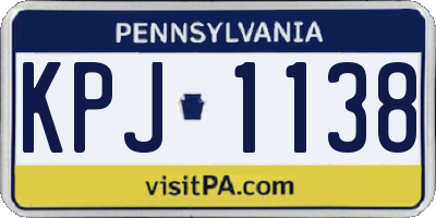 PA license plate KPJ1138