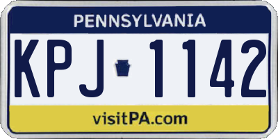 PA license plate KPJ1142