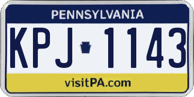 PA license plate KPJ1143