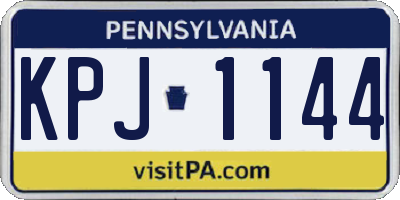PA license plate KPJ1144