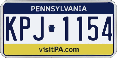 PA license plate KPJ1154
