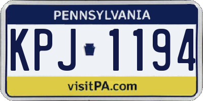 PA license plate KPJ1194