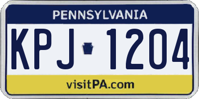 PA license plate KPJ1204