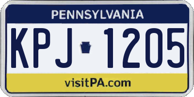 PA license plate KPJ1205