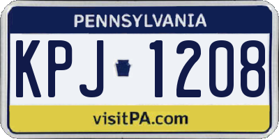 PA license plate KPJ1208