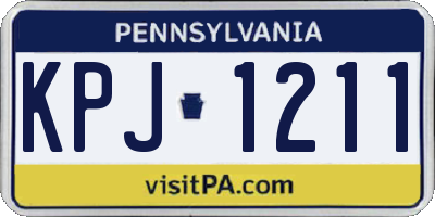 PA license plate KPJ1211