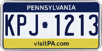 PA license plate KPJ1213