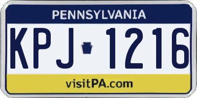 PA license plate KPJ1216