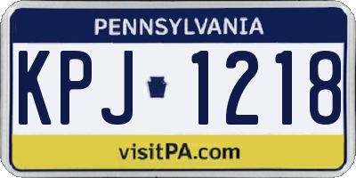 PA license plate KPJ1218
