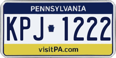 PA license plate KPJ1222