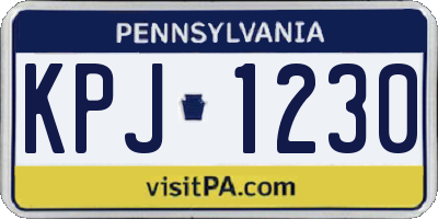PA license plate KPJ1230