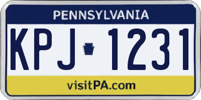 PA license plate KPJ1231