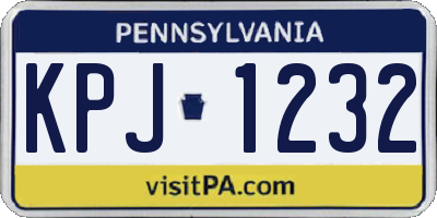PA license plate KPJ1232