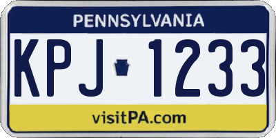 PA license plate KPJ1233