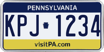 PA license plate KPJ1234