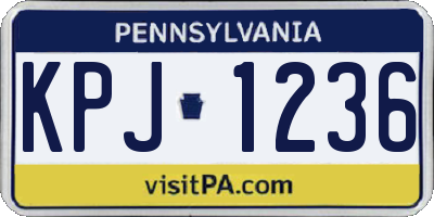 PA license plate KPJ1236