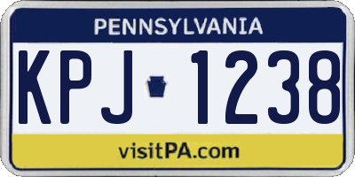 PA license plate KPJ1238