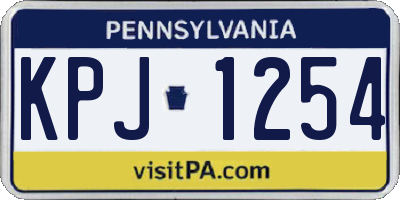 PA license plate KPJ1254
